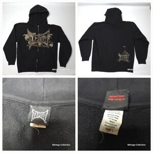 Vintage Y2K Tapout One Hundred Percent MMA Made in USA Black Full Zip Hoodie L
